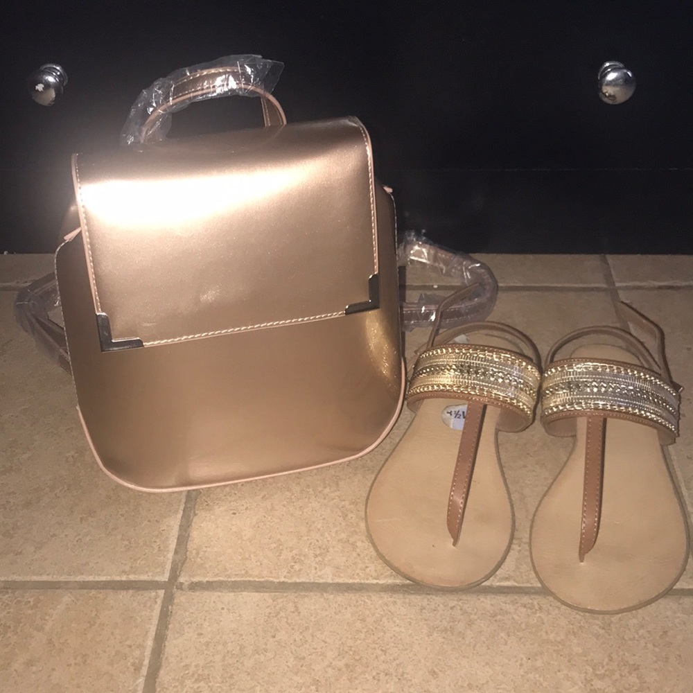 Gold mirrored mini backpack